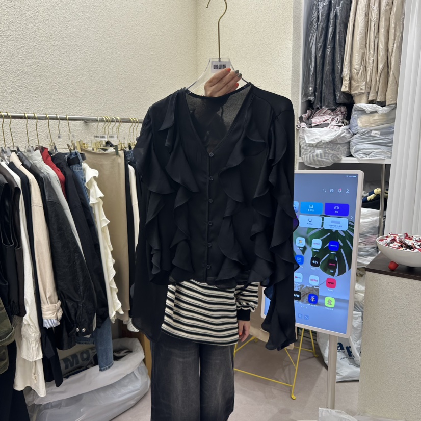 DRAWING東大門㊣代購女士新品人氣真品職業25秋冬襯衫蕾絲衫DRAWING襯衫/蕾絲衫圖色2