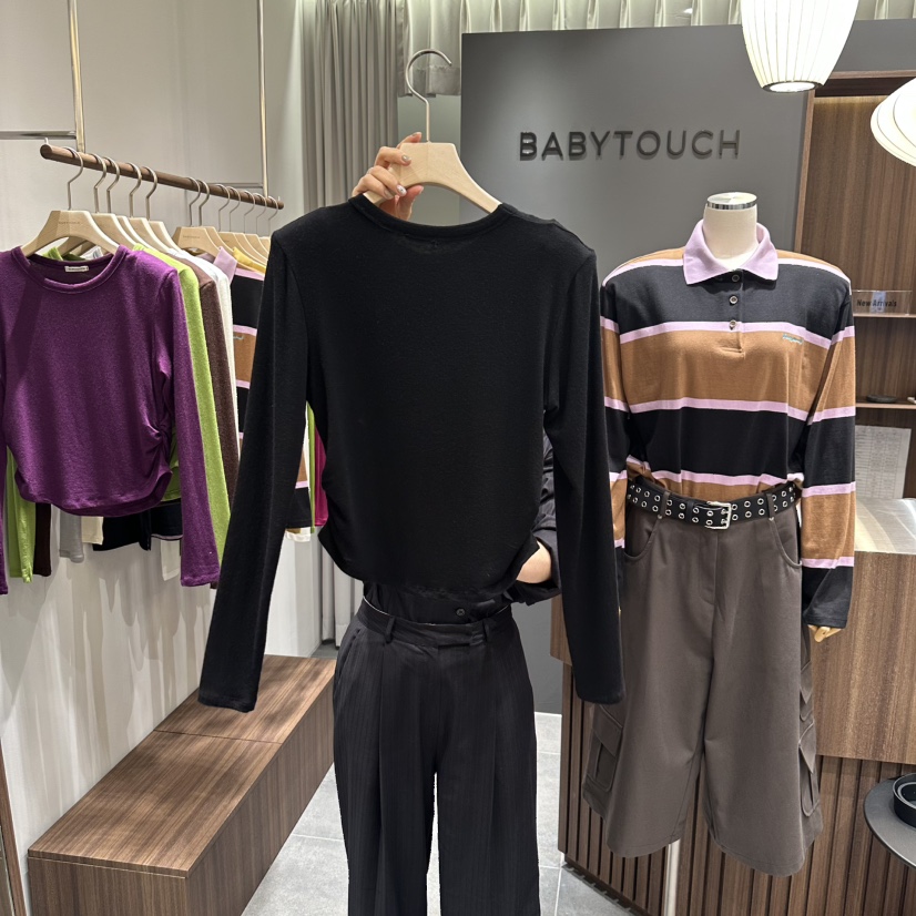 BABYTOUCH東大門㊣代購女裝新品25秋冬人氣時尚長袖T恤羊毛BABYTOUCH長袖T恤