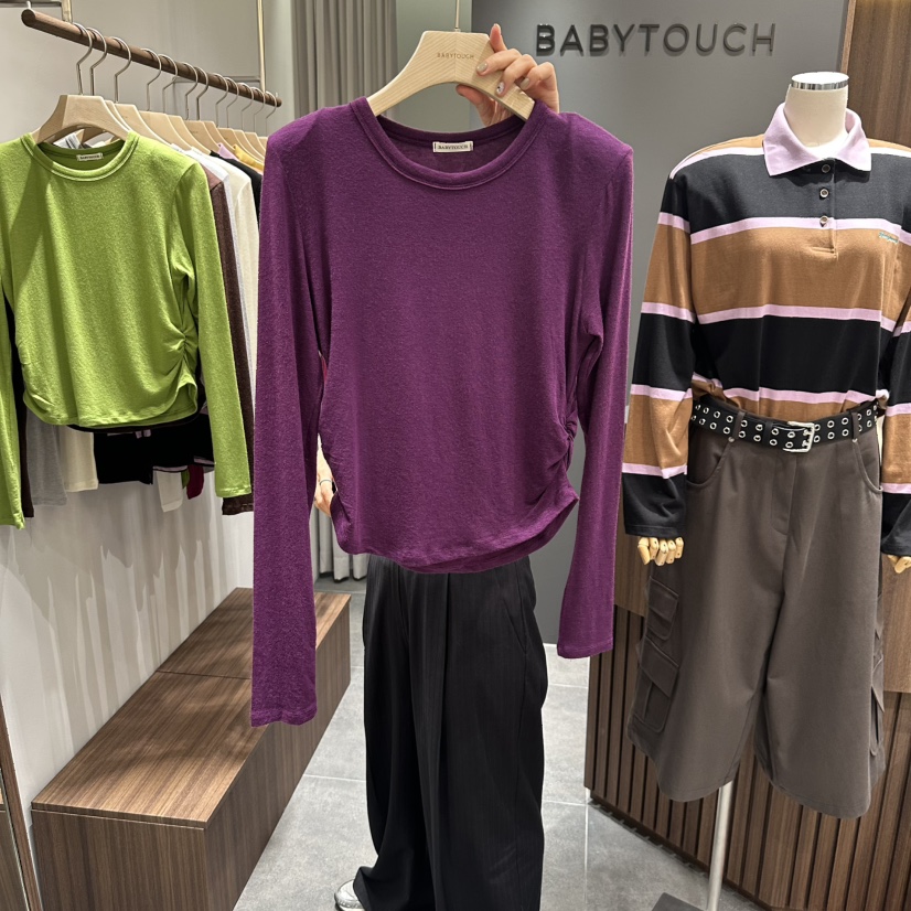 BABYTOUCH東大門㊣代購女裝新品25秋冬人氣時尚長袖T恤羊毛BABYTOUCH長袖T恤