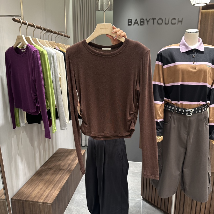 BABYTOUCH東大門㊣代購女裝新品25秋冬人氣時尚長袖T恤羊毛BABYTOUCH長袖T恤圖色3