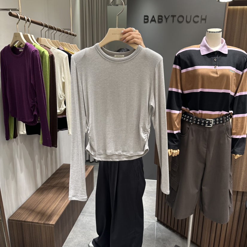 BABYTOUCH東大門㊣代購女裝新品25秋冬人氣時尚長袖T恤羊毛BABYTOUCH長袖T恤圖色4