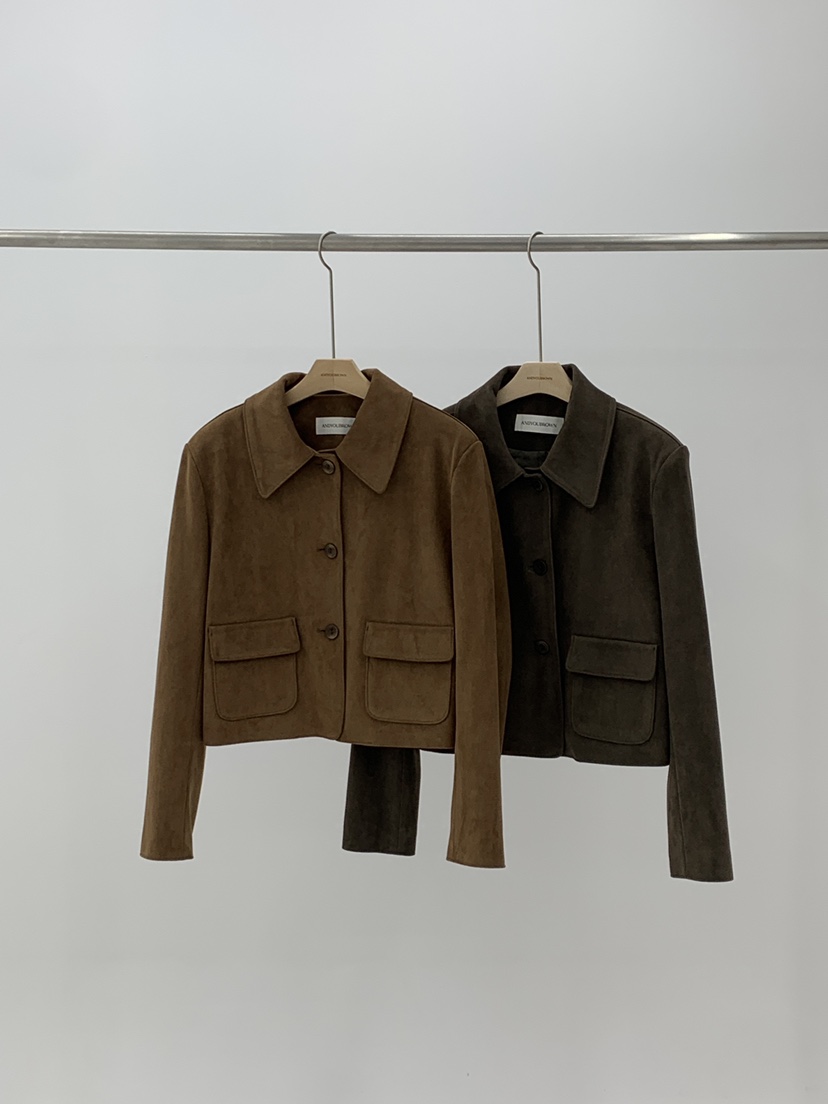 ANDYOUBROWN韓國代購㊣女裝新款時尚25秋冬真品推薦夾克絨面革ANDYOUBROWN夾克