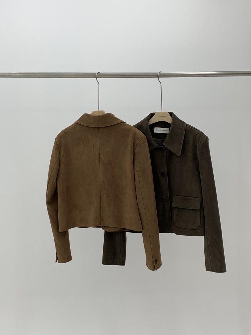 ANDYOUBROWN韓國代購㊣女裝新款時尚25秋冬真品推薦夾克絨面革ANDYOUBROWN夾克