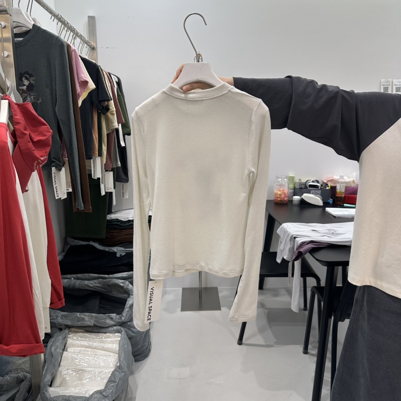 VISUAL SPACE東大門㊣實拍女士新品時尚25秋冬推薦長袖T恤VISUAL SPACE長袖T恤