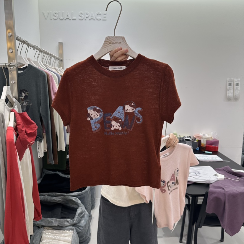 VISUAL SPACE東大門㊣代購女裝新品人氣休閑職業真品時尚T恤VISUAL SPACET恤圖色2