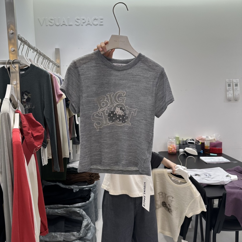 VISUAL SPACE東大門㊣直郵女裝新款25秋冬休閑推薦時尚T恤VISUAL SPACET恤圖色2