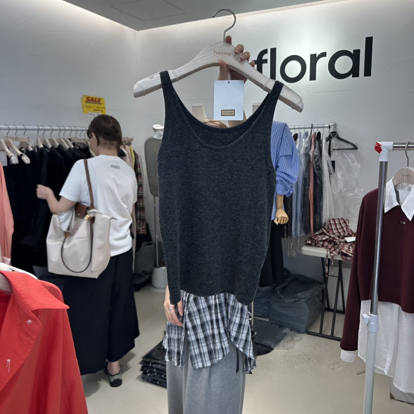 FLORAL東大門㊣實拍女裝新款時尚25秋冬休閑吊帶背心安哥拉FLORAL吊帶/背心圖色3