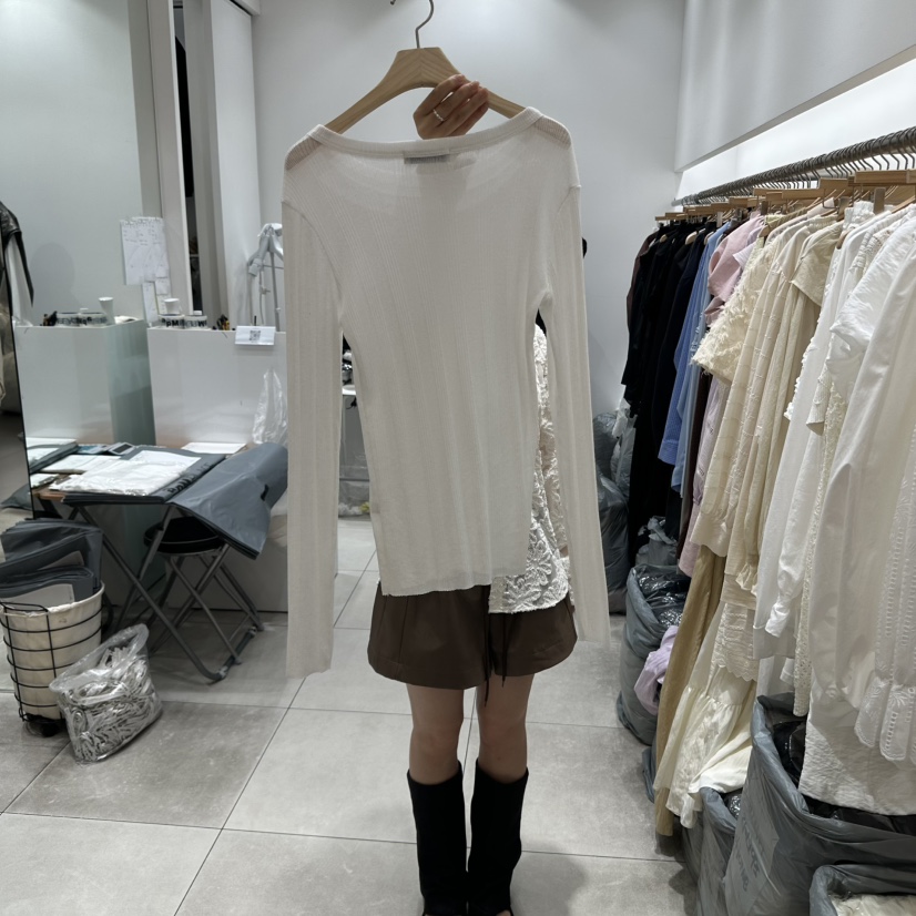 XPARTY東大門㊣直郵女士新品職業推薦休閑25秋冬長袖T恤透明XPARTY長袖T恤