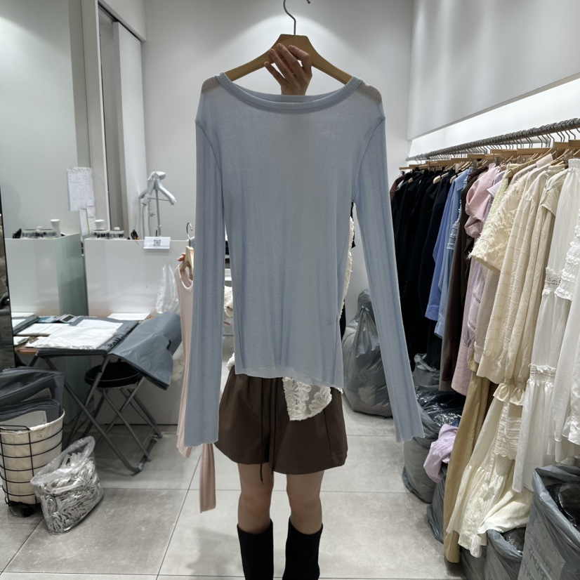 XPARTY東大門㊣直郵女士新品職業推薦休閑25秋冬長袖T恤透明XPARTY長袖T恤圖色3