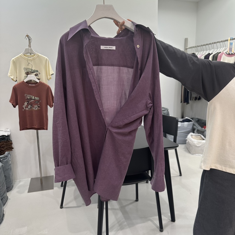 VISUAL SPACE韓國直郵㊣女裝新款25秋冬推薦熱賣襯衫蕾絲衫VISUAL SPACE襯衫/蕾絲衫