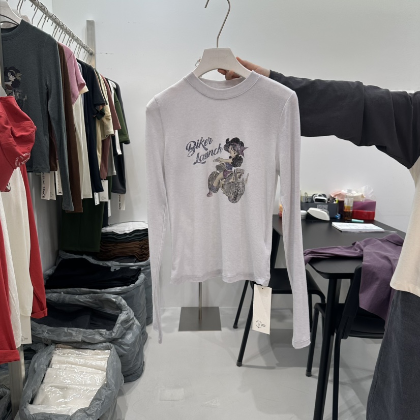 VISUAL SPACE韓國代購㊣女裝新品時尚職業熱賣休閑長袖T恤VISUAL SPACE長袖T恤