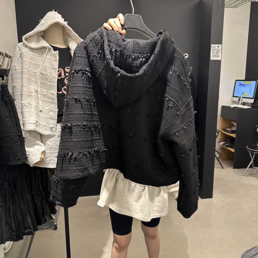 A.CES東大門㊣直郵女士新品推薦真品熱賣人氣夾克粗花呢兜帽A.CES夾克