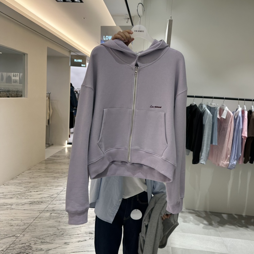 LOW MOMENT東大門㊣直郵女士新品休閑時尚25秋冬夾克拉鏈兜帽LOW MOMENT夾克圖色1