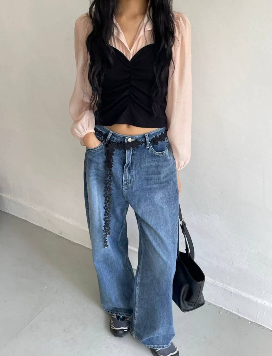 MISSJEAN東大門㊣代購女裝新款真品推薦熱賣牛仔褲不含腰帶MISSJEAN牛仔褲