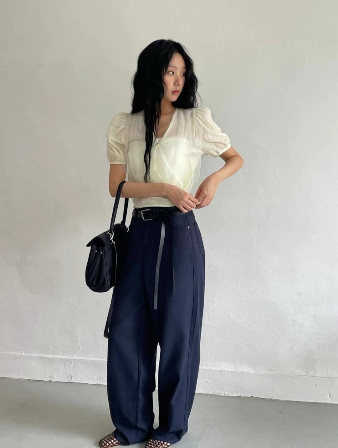 MISSJEAN東大門㊣直郵女士新品時尚人氣推薦休閑褲不含腰帶MISSJEAN休閑褲
