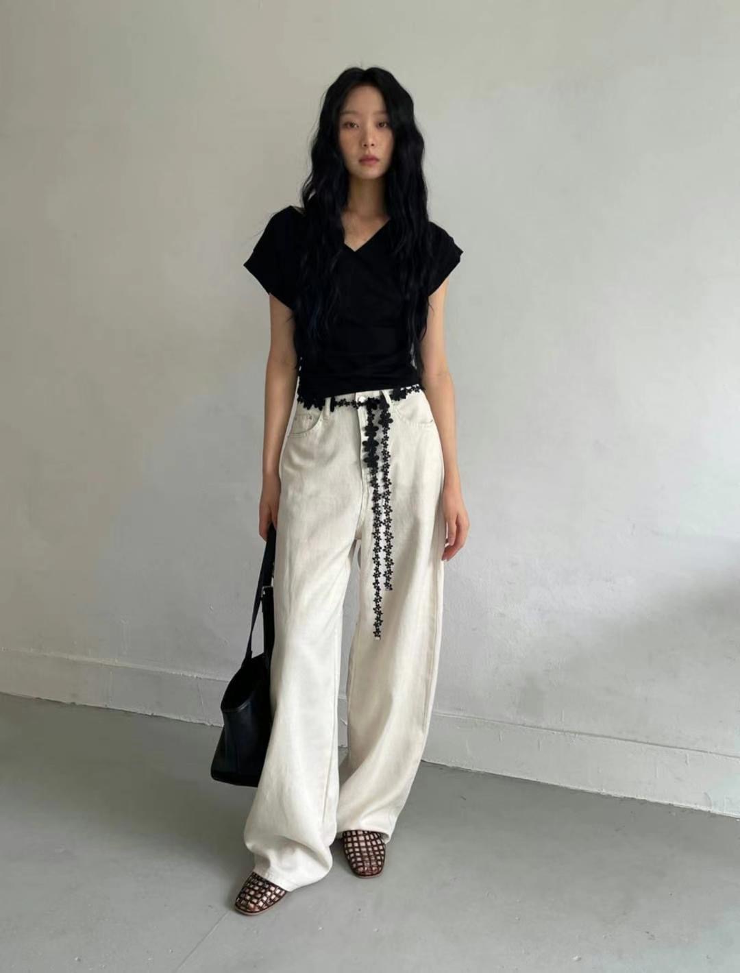 MISSJEAN東大門㊣直郵女士新品時尚人氣推薦休閑褲不含腰帶MISSJEAN休閑褲圖色2