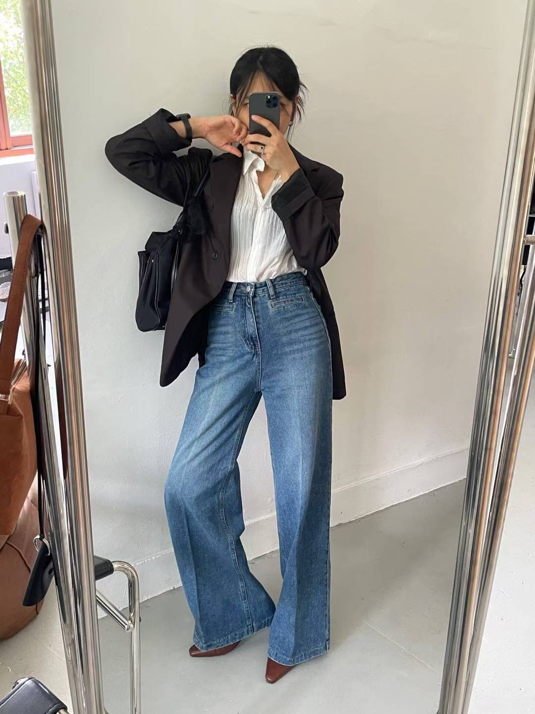 MISSJEAN韓國直郵㊣女士新品休閑職業25秋冬推薦真品牛仔褲MISSJEAN牛仔褲