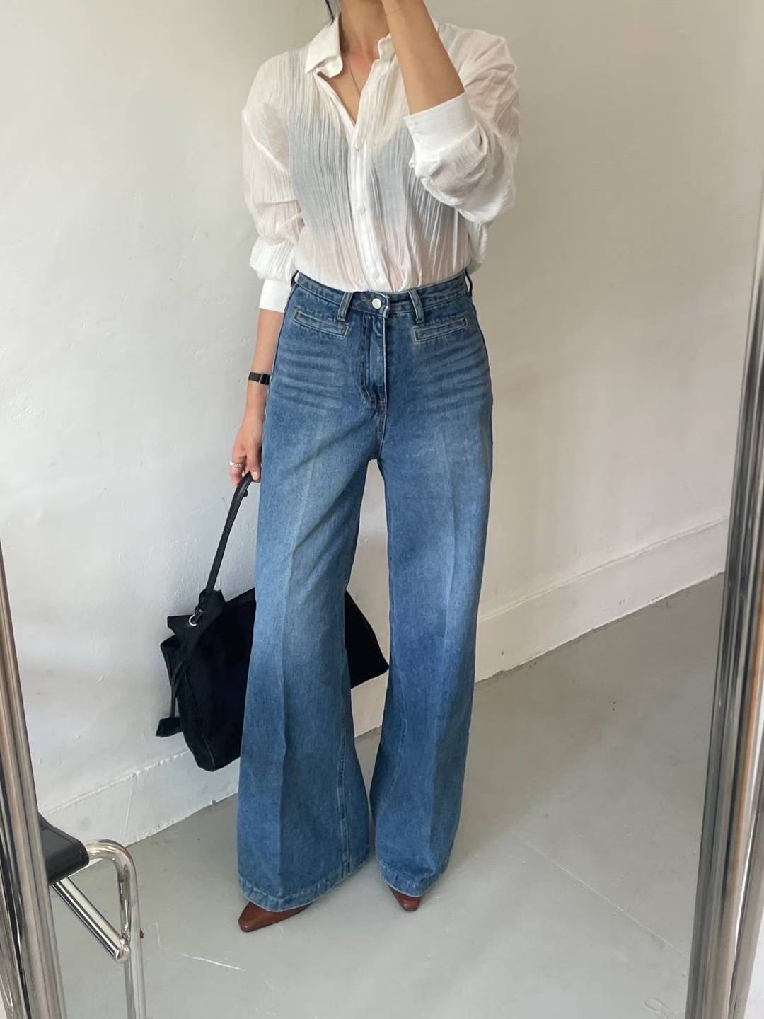 MISSJEAN韓國直郵㊣女士新品休閑職業25秋冬推薦真品牛仔褲MISSJEAN牛仔褲