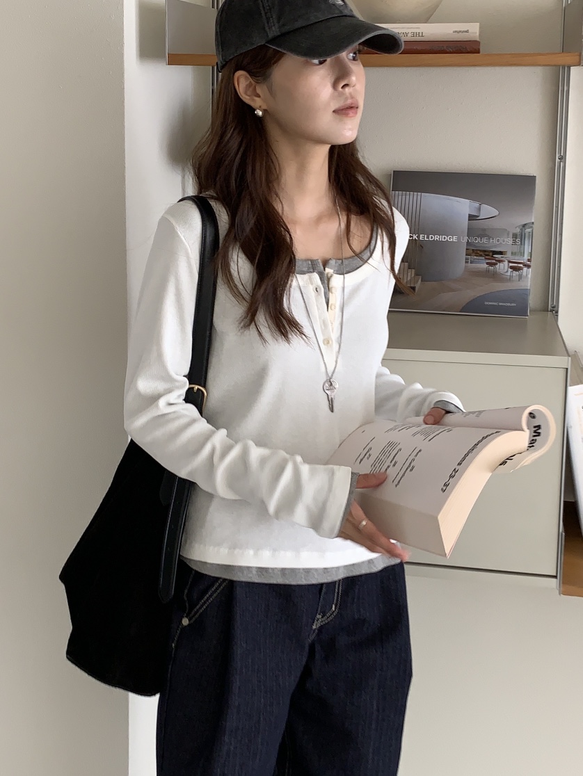 BAKING POWDER東大門㊣直郵女裝新款25秋冬職業時尚長袖T恤BAKING POWDER長袖T恤