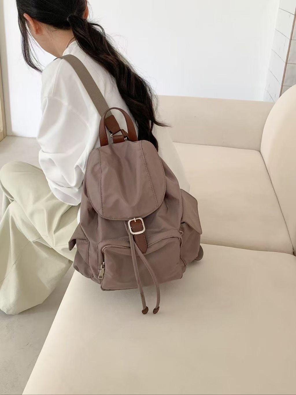 ORANGE-오렌지-OT東大門㊣代購女裝新款休閑雙肩背包口袋ORANGE雙肩背包圖色3