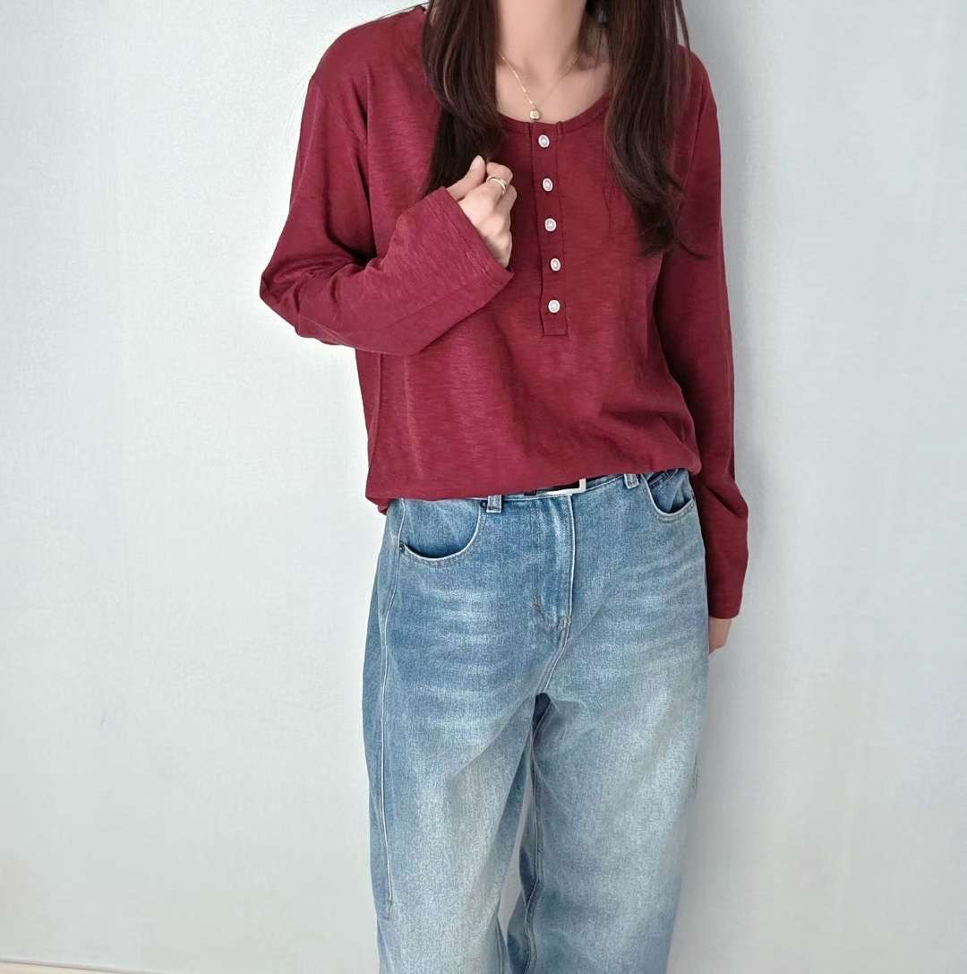SSEN-쎈-T東大門㊣代購女士新款熱賣人氣職業25秋冬長袖T恤SSEN-쎈-T長袖T恤圖色2