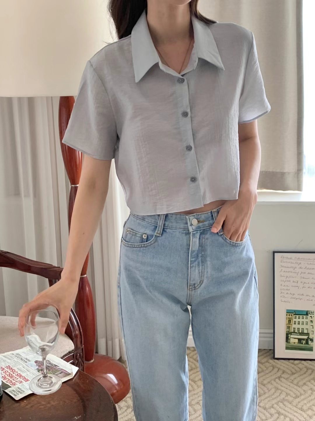 PLACE韓國代購㊣女裝新款25秋冬推薦職業人氣真品襯衫蕾絲衫PLACE襯衫/蕾絲衫