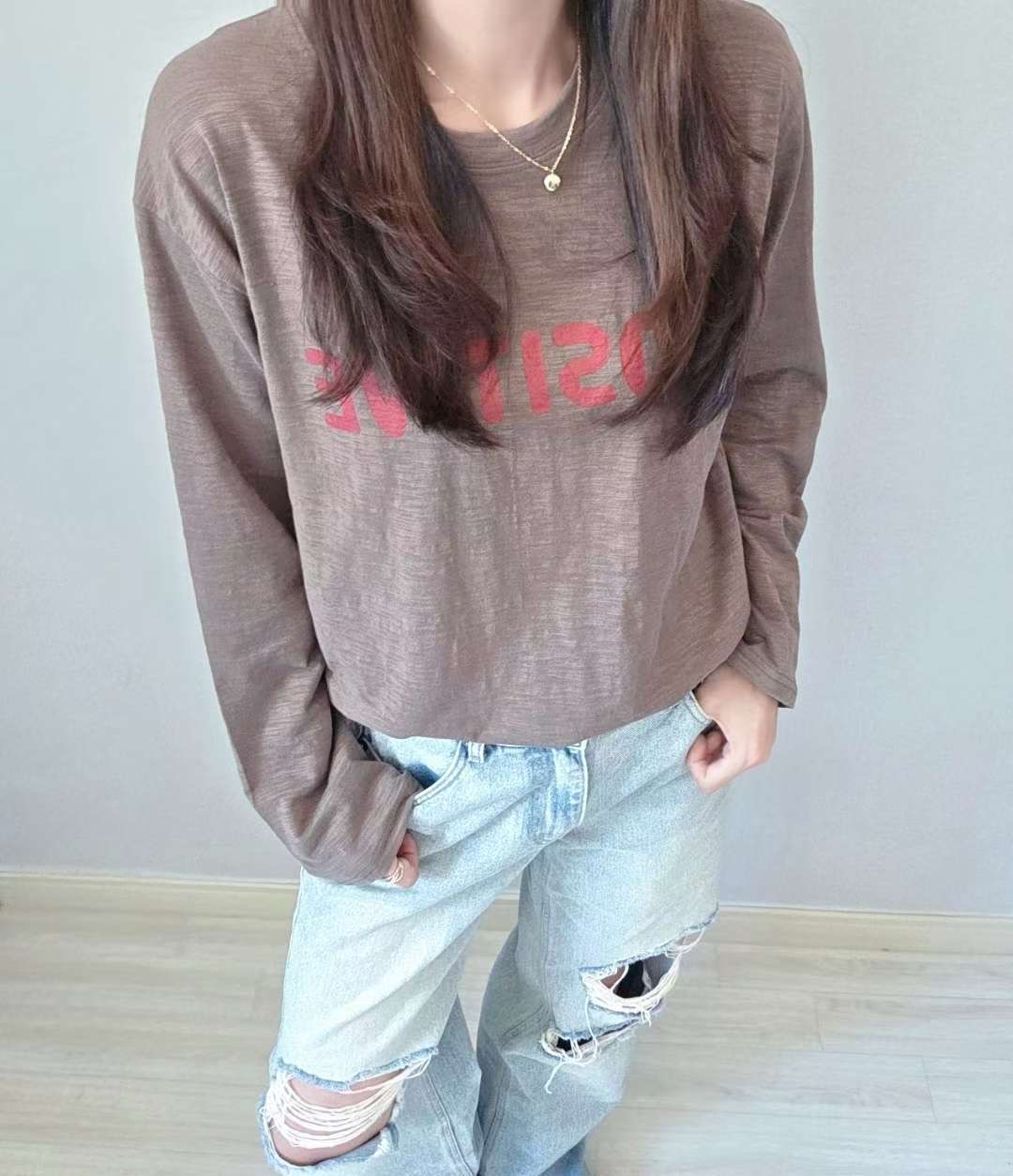 SSEN-쎈-T東大門㊣實拍女裝新款25秋冬真品推薦休閑長袖T恤SSEN-쎈-T長袖T恤圖色2