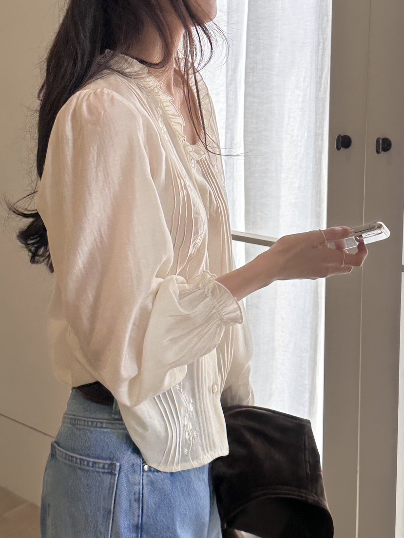 ERUME韓國代購㊣女士新款職業熱賣25秋冬時尚真品襯衫蕾絲衫ERUME襯衫/蕾絲衫