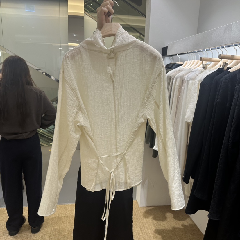 NDE韓國直郵㊣女裝新品人氣休閑職業25秋冬真品襯衫蕾絲衫高領NDE襯衫/蕾絲衫