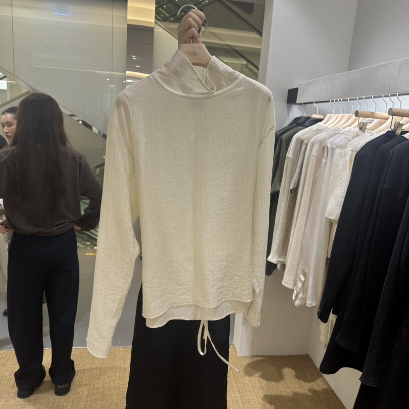 NDE韓國直郵㊣女裝新品人氣休閑職業25秋冬真品襯衫蕾絲衫高領NDE襯衫/蕾絲衫