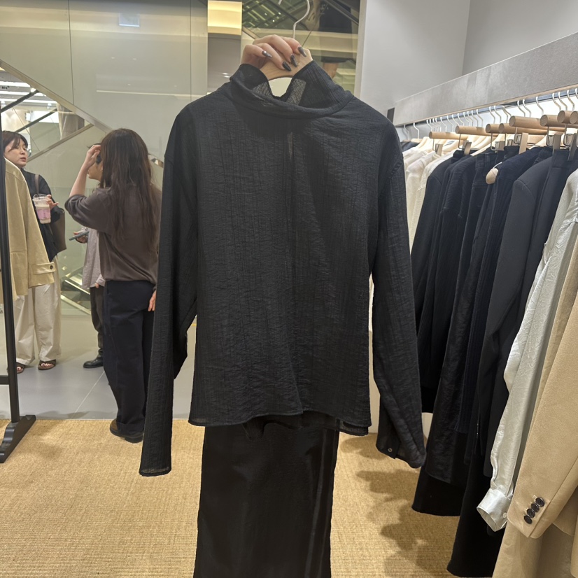 NDE韓國直郵㊣女裝新品人氣休閑職業25秋冬真品襯衫蕾絲衫高領NDE襯衫/蕾絲衫圖色2