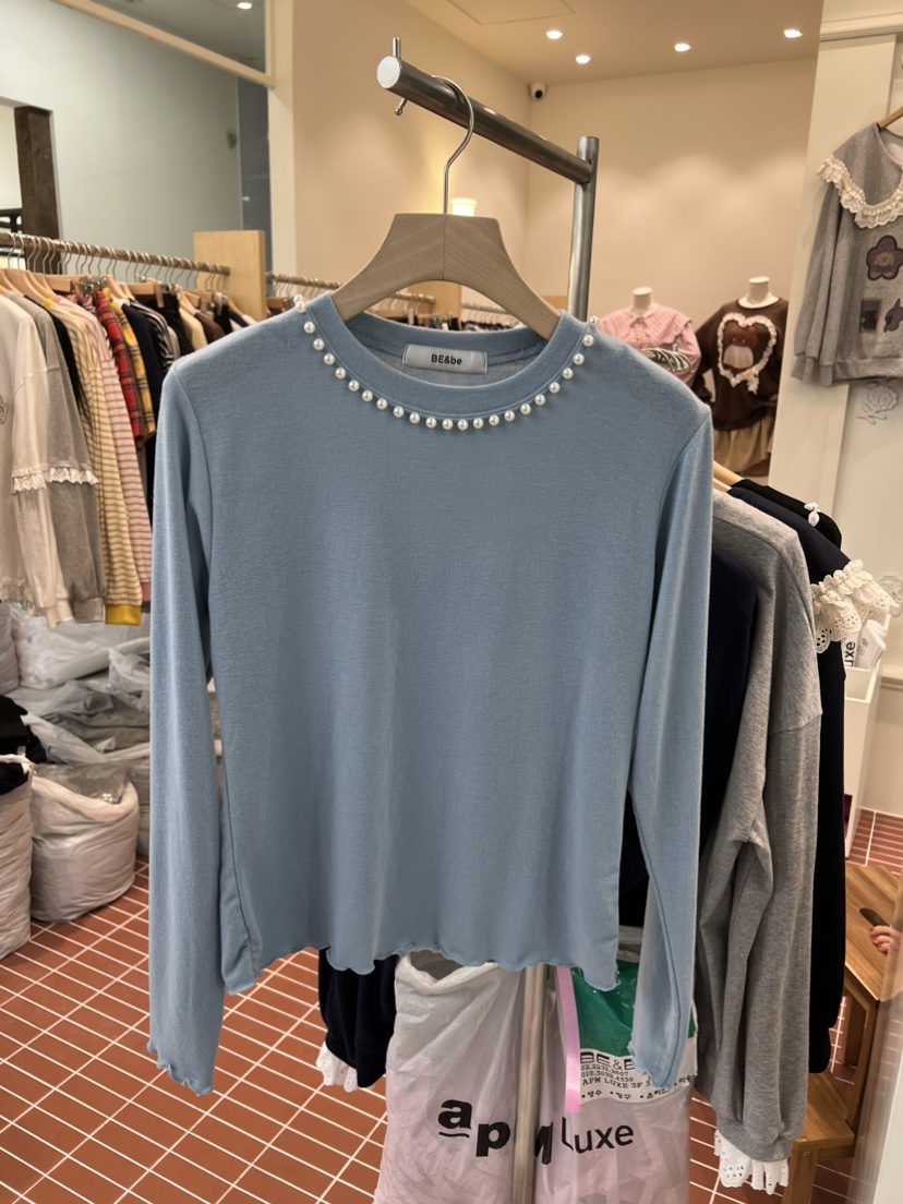 BE&BE東大門㊣實拍女裝新品休閑時尚推薦人氣職業長袖T恤BE&be長袖T恤