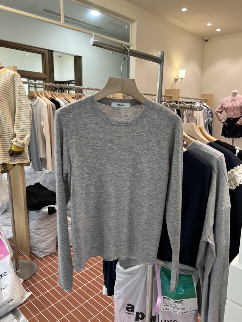 BE&BE韓國代購㊣女裝新款真品25秋冬熱賣時尚職業長袖T恤BE&be長袖T恤圖色2