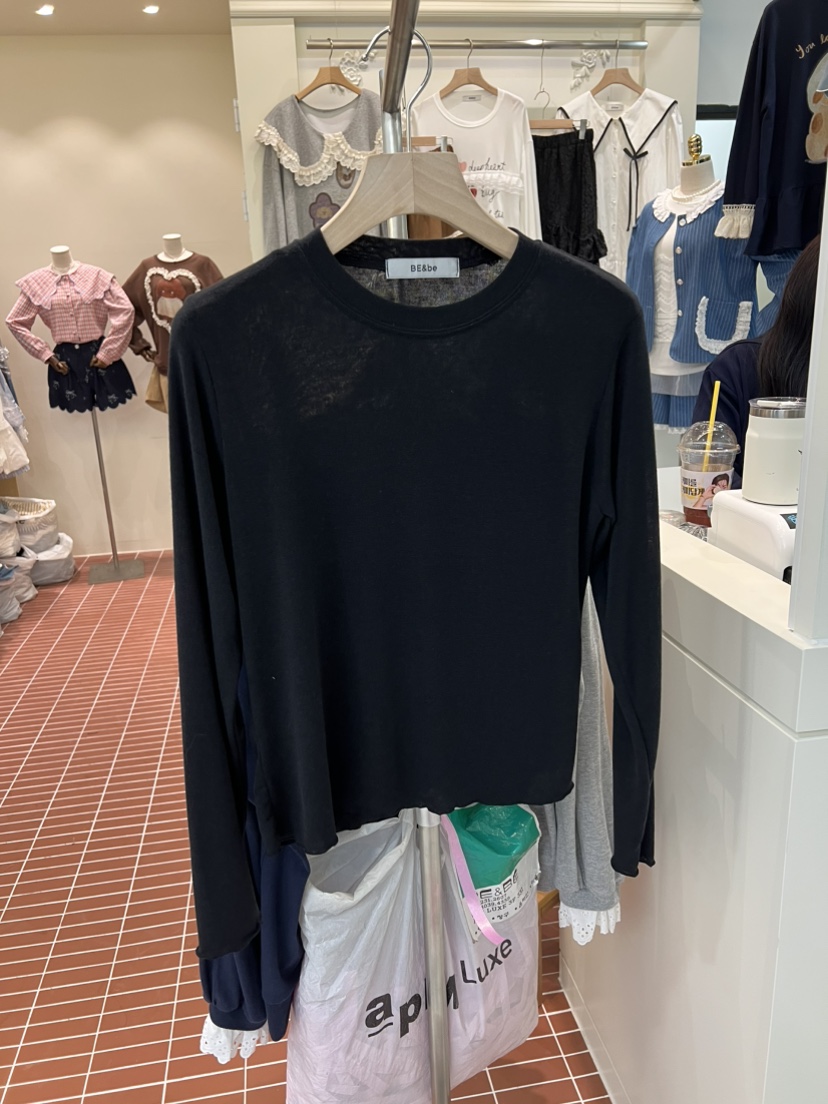 BE&BE韓國代購㊣女裝新款真品25秋冬熱賣時尚職業長袖T恤BE&be長袖T恤圖色3
