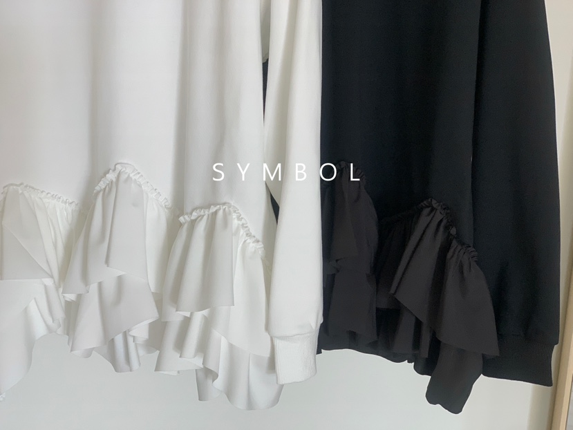 SYMBOL韓國直郵㊣女士新品時尚人氣熱賣25秋冬長袖T恤荷葉邊SYMBOL長袖T恤