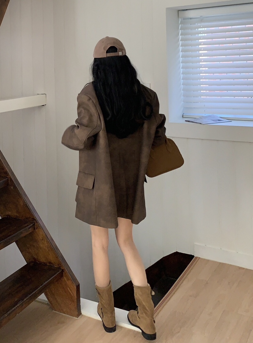 FORMSTUDIO韓國代購㊣女士新品時尚熱賣休閑職業25秋冬夾克拉絨FORMSTUDIO夾克