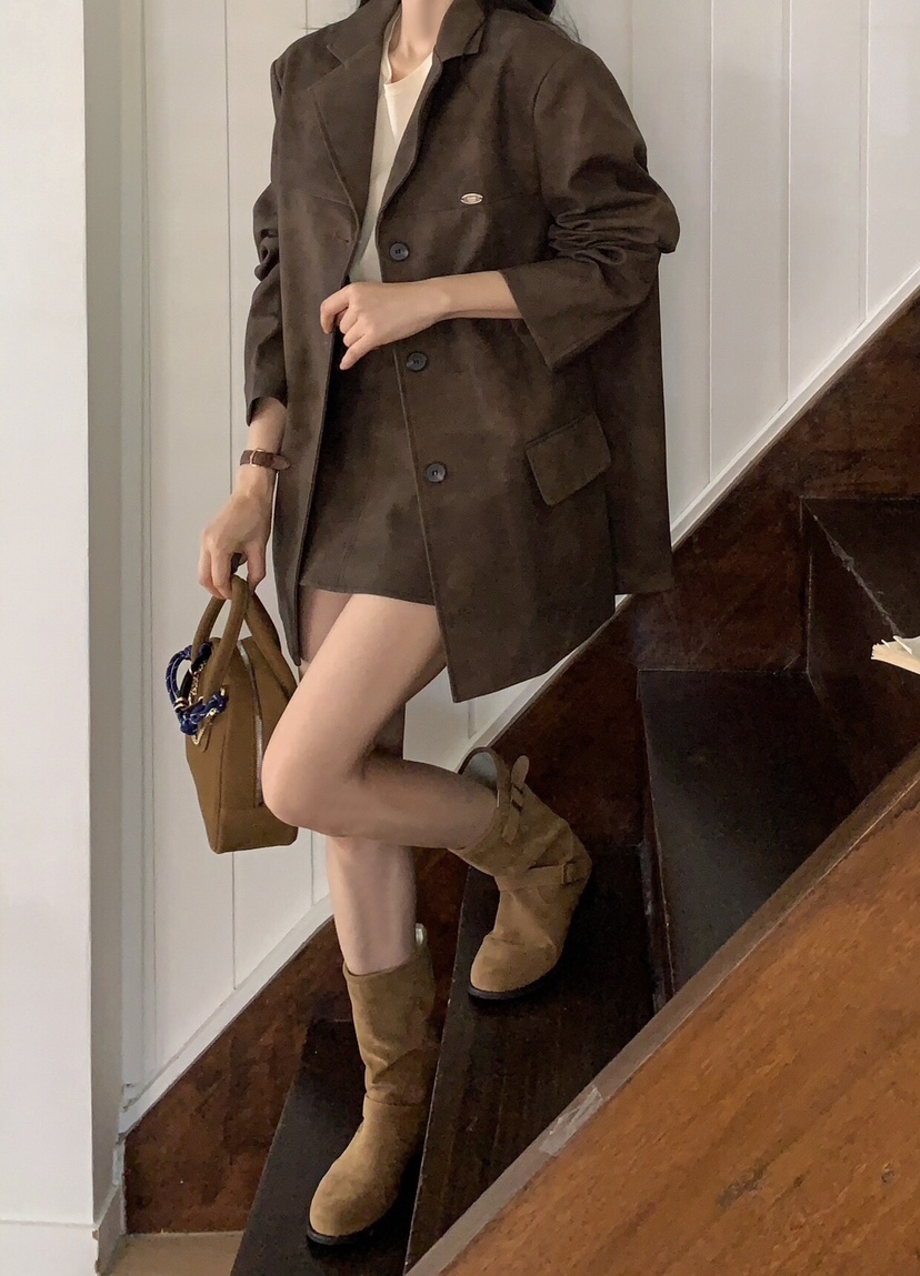 FORMSTUDIO韓國代購㊣女士新品時尚熱賣休閑職業25秋冬夾克拉絨FORMSTUDIO夾克
