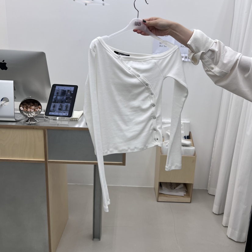 STAINLESS東大門㊣代購女裝新款推薦時尚休閑25秋冬長袖T恤開衫STAINLESS長袖T恤