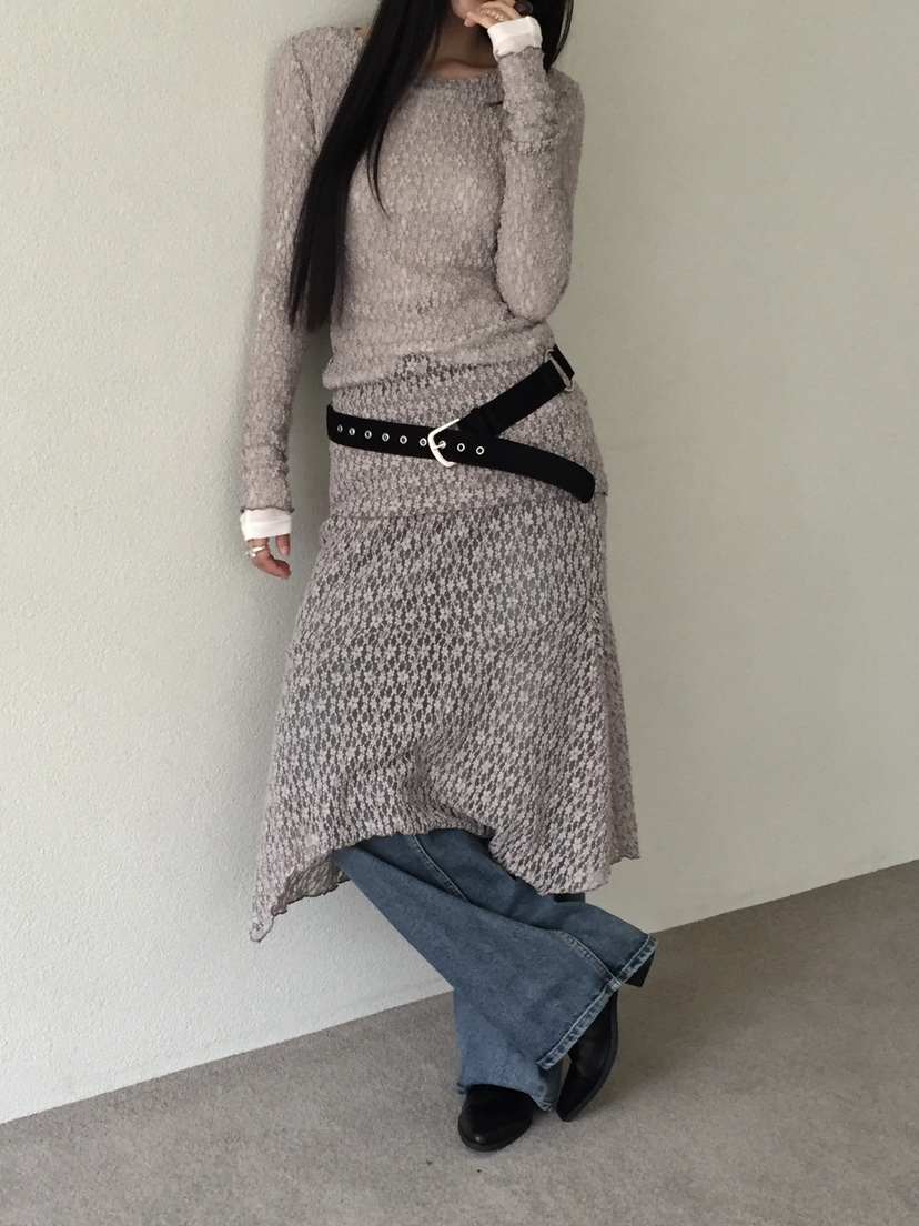 LOVE MOMENT東大門㊣實拍女裝新品25秋冬半身裙中短裙蕾絲LOVE MOMENT半身裙/中短裙