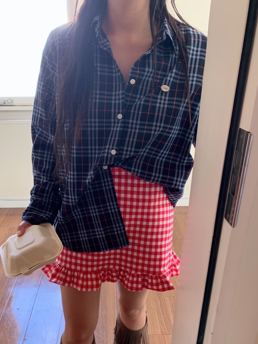 LIKEVAM韓國代購㊣女裝新品人氣25秋冬推薦職業真品短裙格紋LIKEVAM短裙