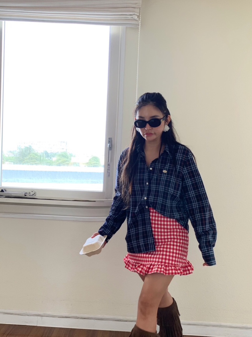 LIKEVAM韓國代購㊣女裝新品人氣25秋冬推薦職業真品短裙格紋LIKEVAM短裙