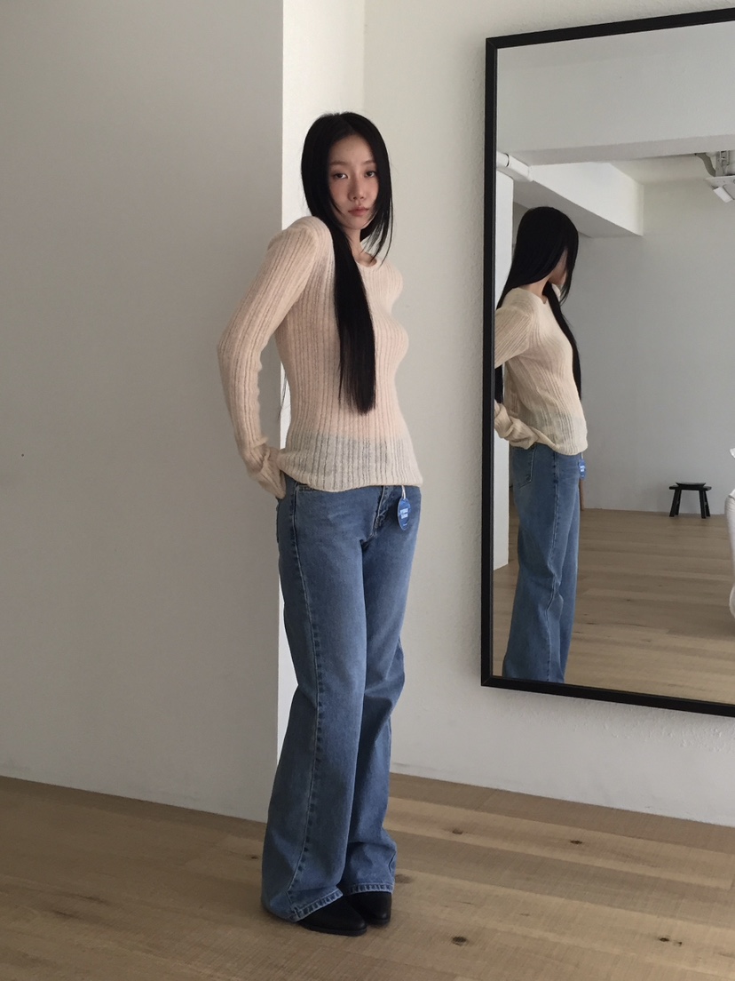 LOVE MOMENT東大門㊣直郵女士新款時尚休閑職業牛仔褲喇叭LOVE MOMENT牛仔褲