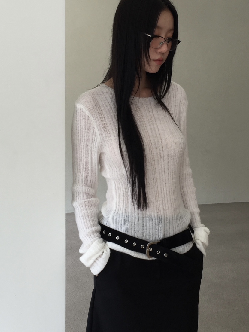 LOVE MOMENT東大門㊣代購女士新款真品休閑針織衫馬海毛羅紋LOVE MOMENT針織衫