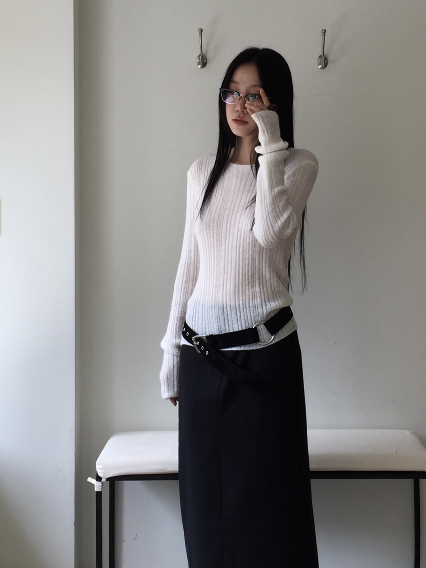 LOVE MOMENT東大門㊣代購女士新款真品休閑針織衫馬海毛羅紋LOVE MOMENT針織衫