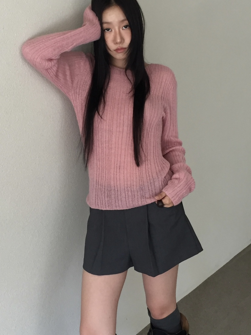 LOVE MOMENT東大門㊣代購女士新款真品休閑針織衫馬海毛羅紋LOVE MOMENT針織衫