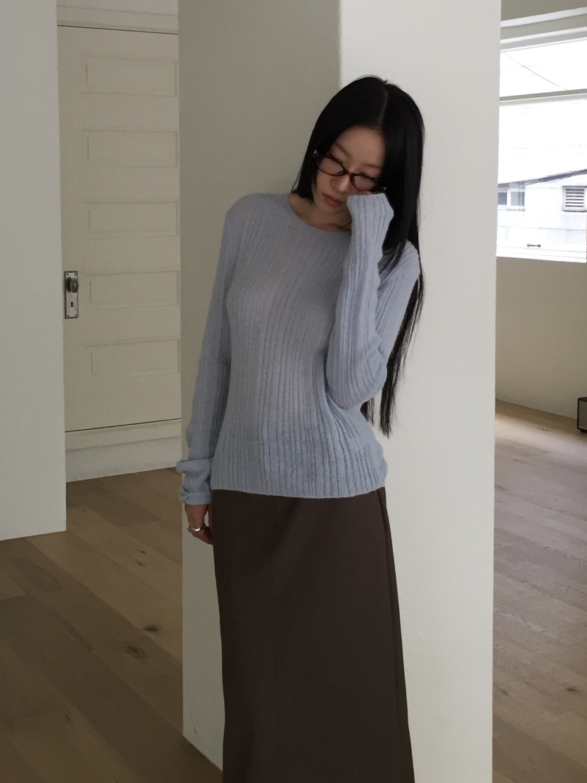 LOVE MOMENT東大門㊣代購女士新款真品休閑針織衫馬海毛羅紋LOVE MOMENT針織衫