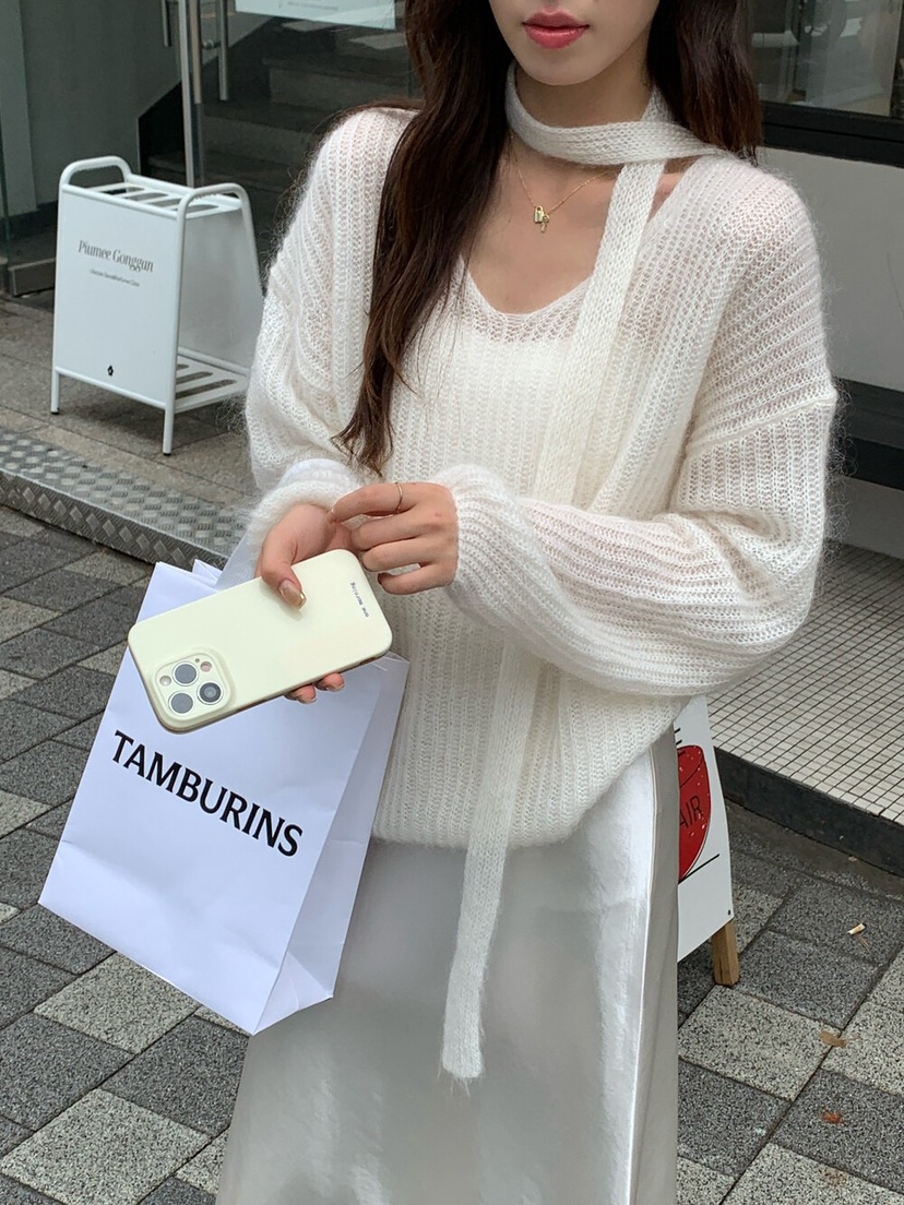 OLA東大門㊣實拍女裝新品真品推薦職業休閑人氣針織衫含脖帶mellor/OLA針織衫