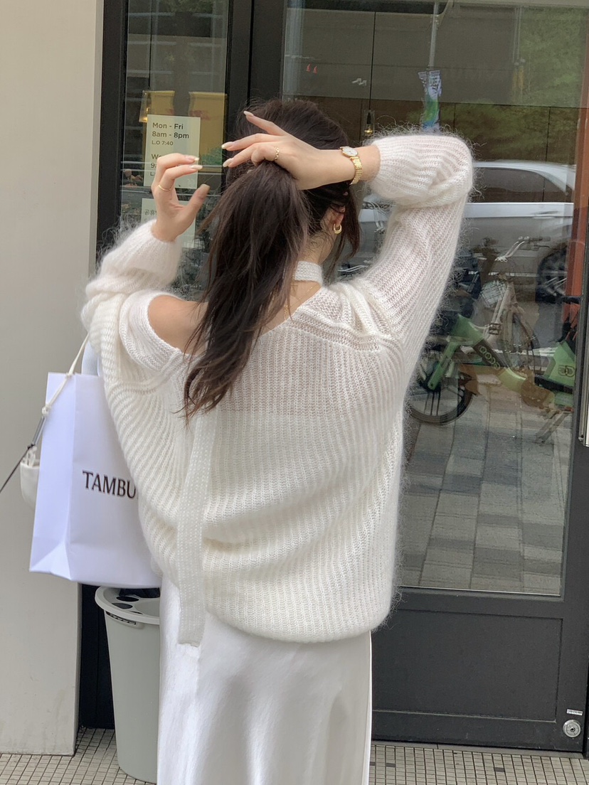 OLA東大門㊣實拍女裝新品真品推薦職業休閑人氣針織衫含脖帶mellor/OLA針織衫