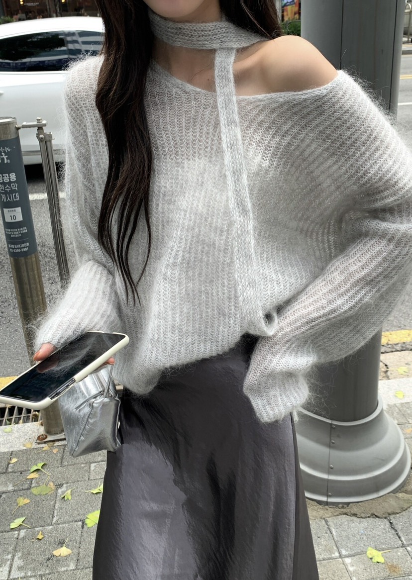 OLA東大門㊣實拍女裝新品真品推薦職業休閑人氣針織衫含脖帶mellor/OLA針織衫