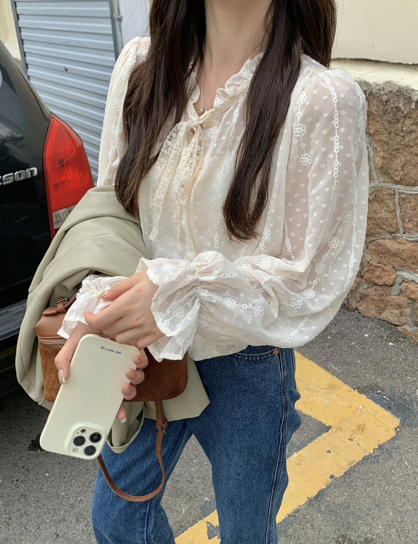OLA東大門㊣直郵女裝新款人氣職業熱賣時尚休閑25秋冬襯衫蕾絲衫mellor/OLA襯衫/蕾絲衫